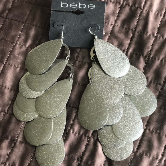 Silver Dangle Earrings BEBE - Picture 1 of 1
